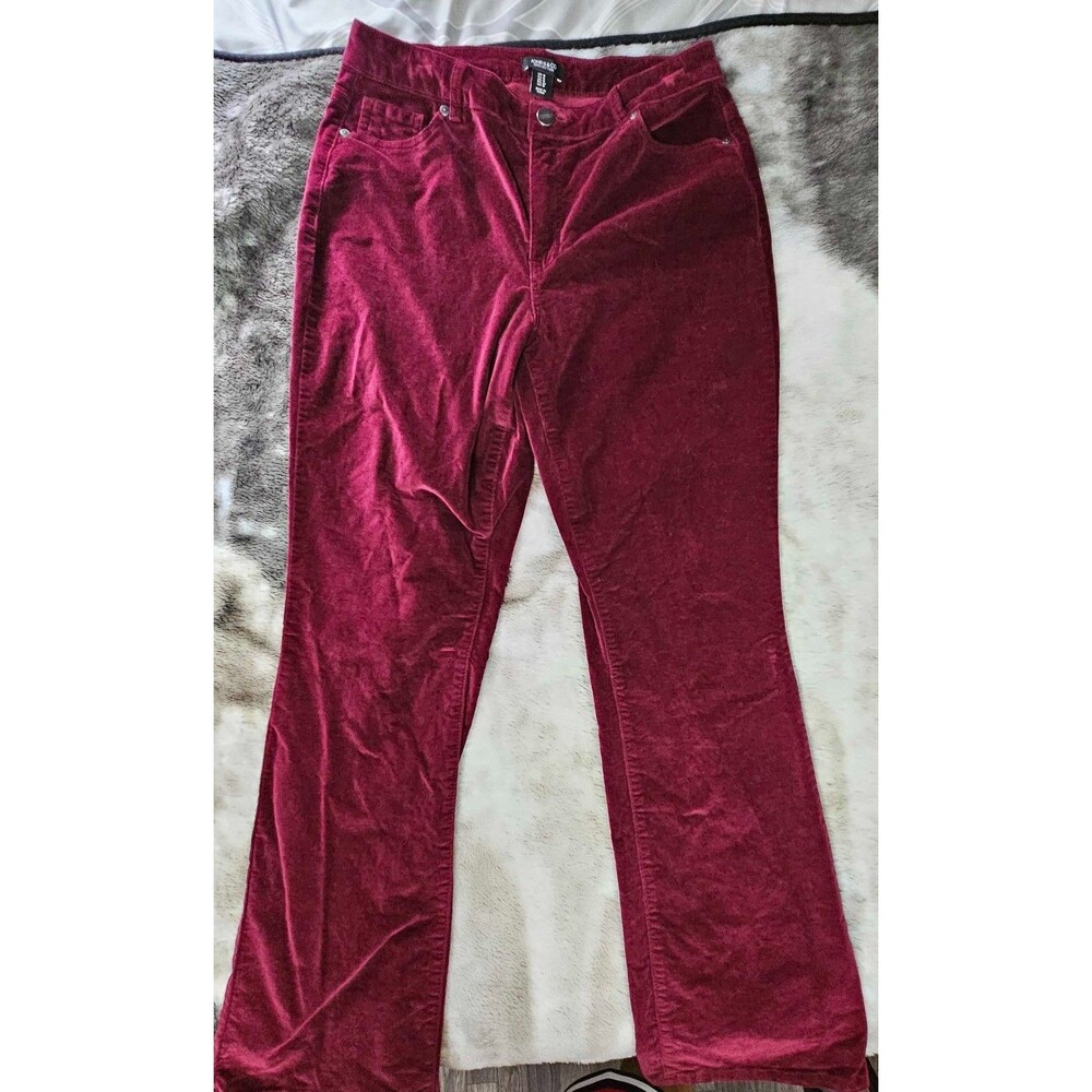 Jones New York Lexington Straight Corduroy Classic Stretch Pants Size 12 Wine